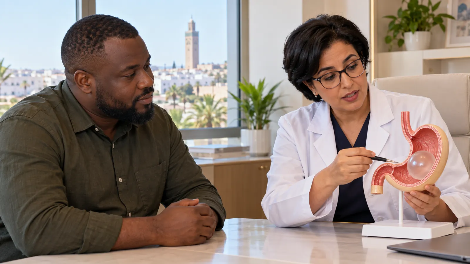 Consultation about an intragastric balloon with an African patient