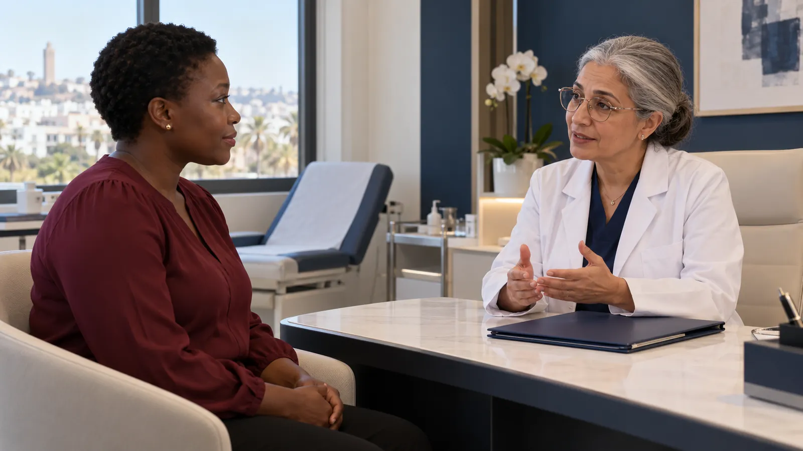 Consultation de gastro-entérologie avec un patient africain