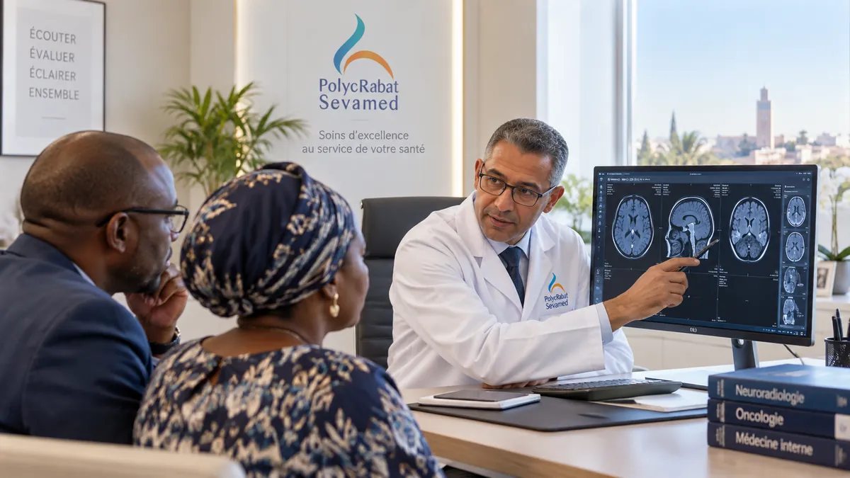 Consultation médicale avec analyse d’imagerie cérébrale