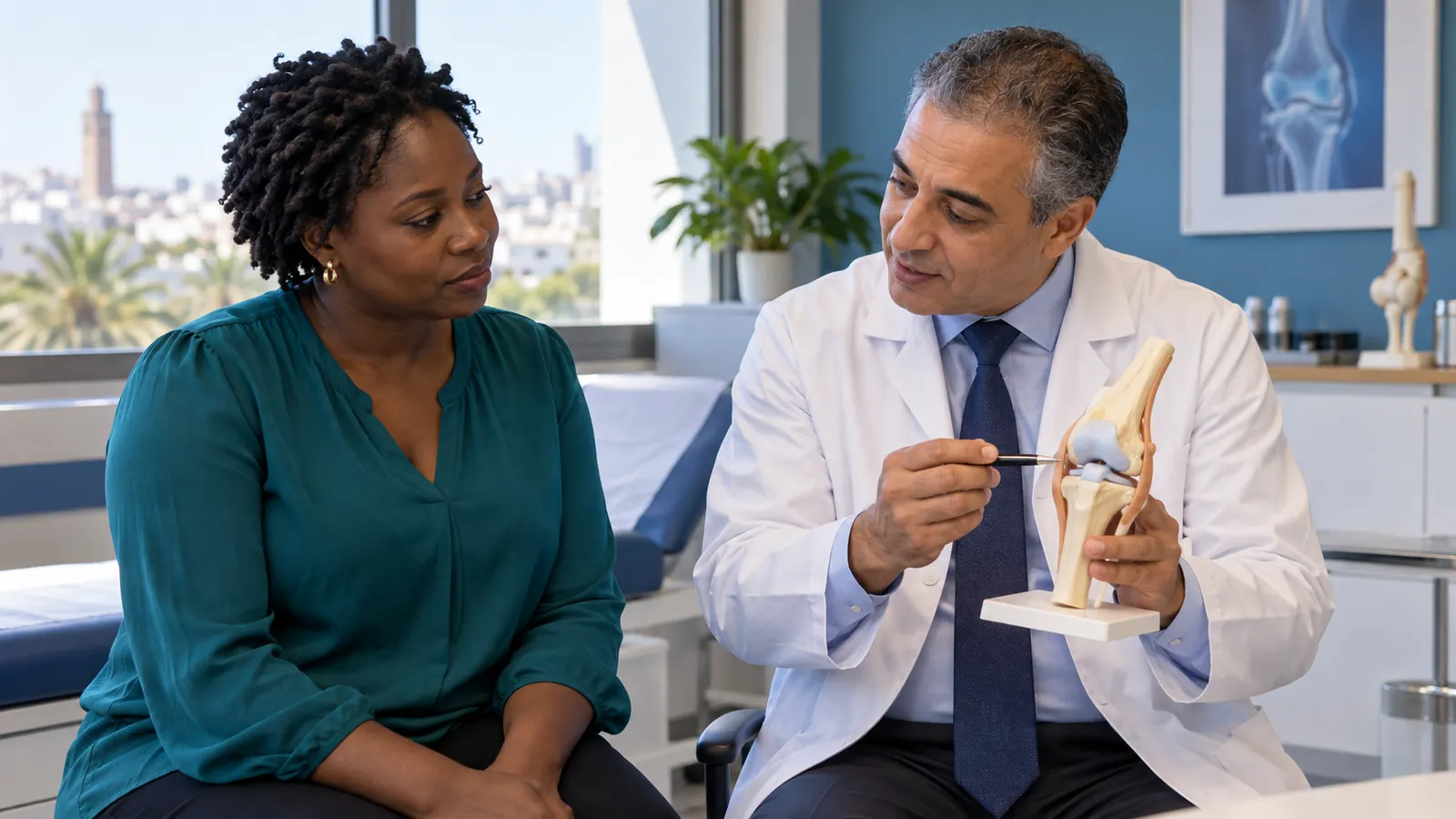 Consultation de rhumatologie avec une patiente africaine